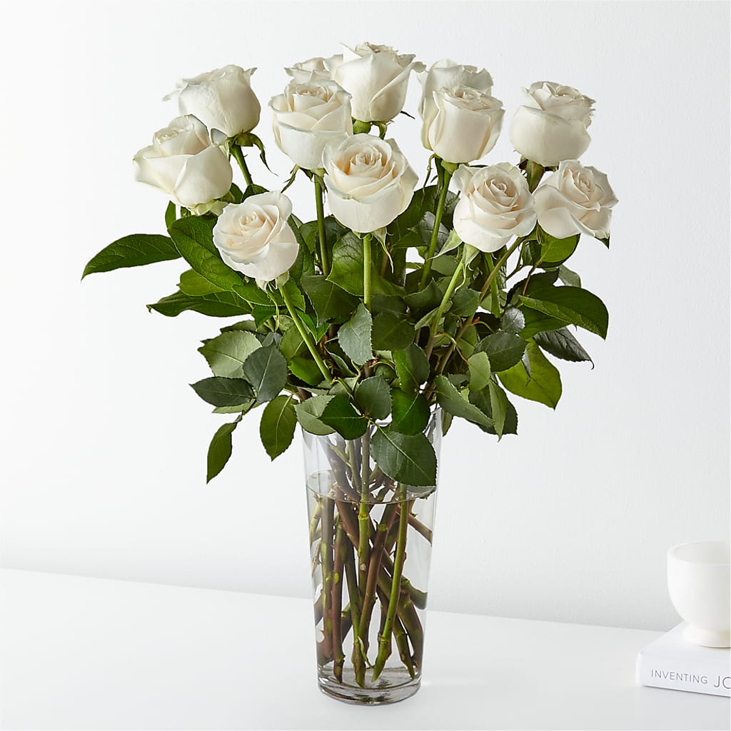 Long Stem White Rose Bouquet – Normandy Flower Shop, Inc., Muncie IN