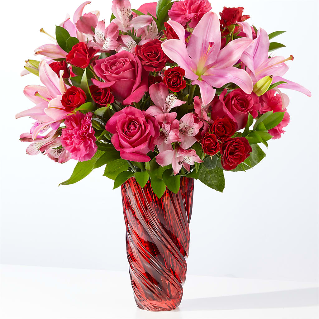 In Love Bouquet with Luxe Swirl Vase – Normandy Flower Shop, Inc., Muncie IN