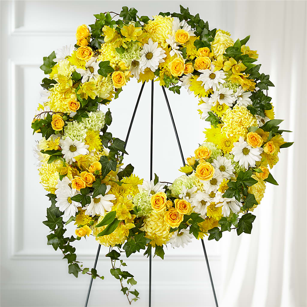 Golden Remembrance Wreath – Normandy Flower Shop, Inc., Muncie IN