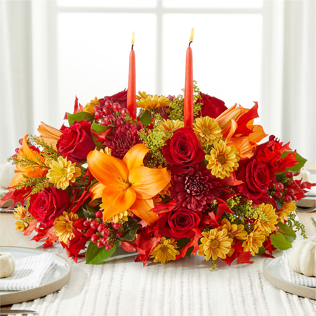 Autumn's Embrace Centerpiece – Normandy Flower Shop, Inc., Muncie IN