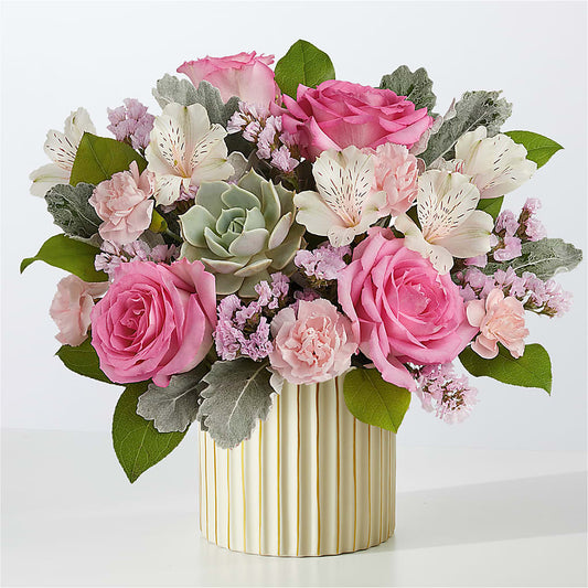 Dusty Rose Bouquet with Ivory Vase –  Normandy Flower Shop, Inc., Muncie IN