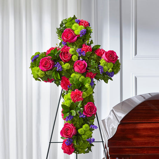Tribute Rose Floral Cross –  Normandy Flower Shop, Inc., Muncie IN