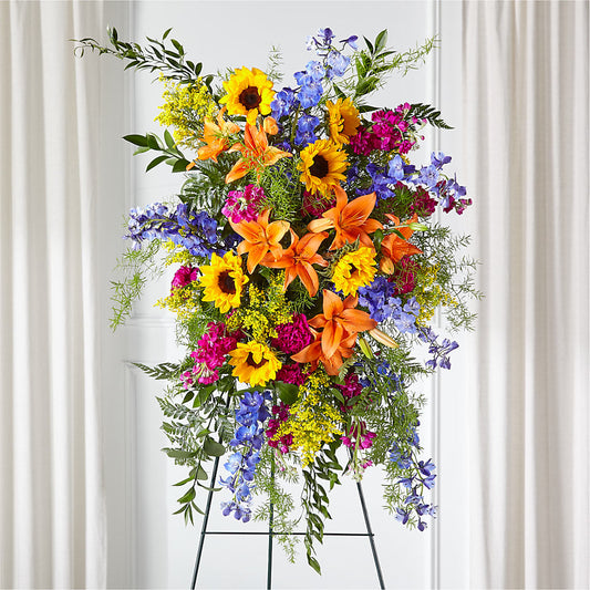 Sunlit Memories Standing Spray (Standard) –  Normandy Flower Shop, Inc., Muncie IN