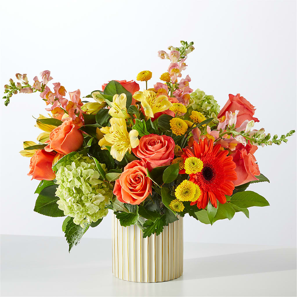Autumn Sunshine Bouquet with Ivory Vase –  Normandy Flower Shop, Inc., Muncie IN