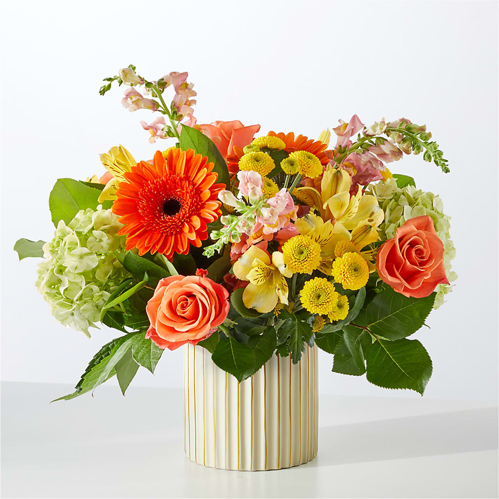 Autumn Sunshine Bouquet with Ivory Vase –  Normandy Flower Shop, Inc., Muncie IN