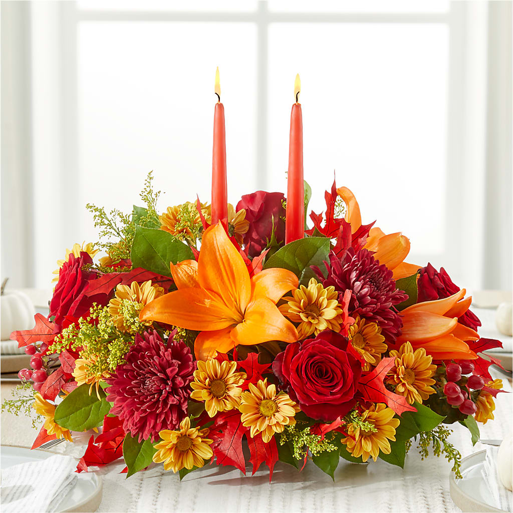 Autumn's Embrace Centerpiece –  Normandy Flower Shop, Inc., Muncie IN