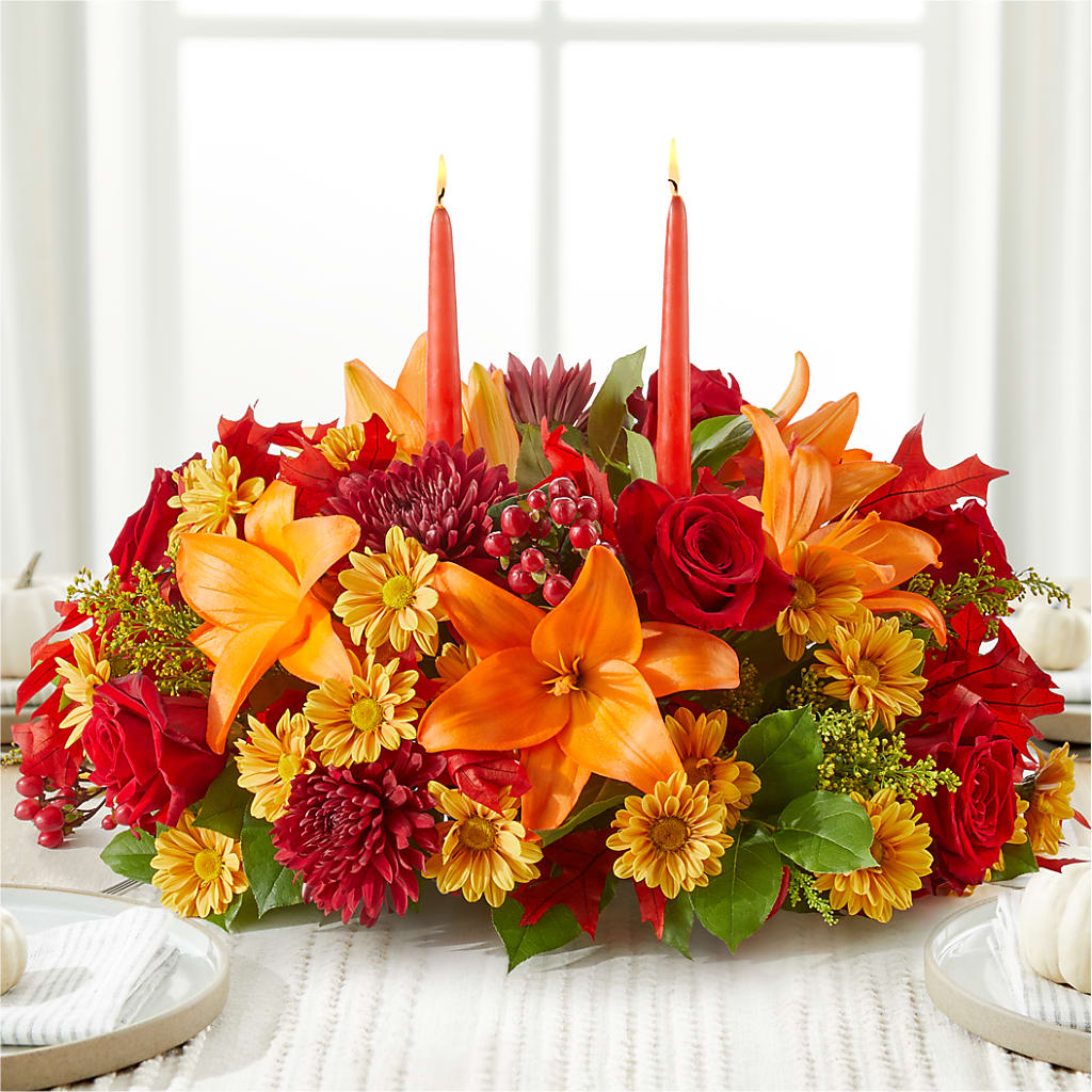 Autumn's Embrace Centerpiece –  Normandy Flower Shop, Inc., Muncie IN
